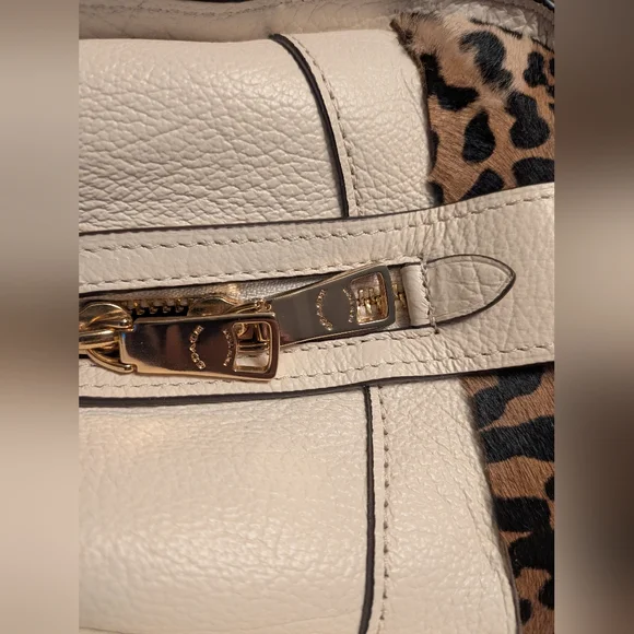 Coach Mercer 30 Satchel in Chalk with Leopard Printed Haircalf *Custom* Like New - Picture 14 of 15